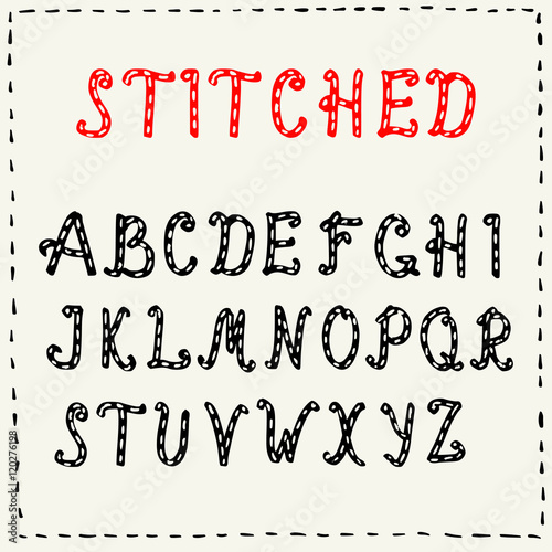 Hand drawn uppercase letters. Doodle font. Handmade creative ABC.