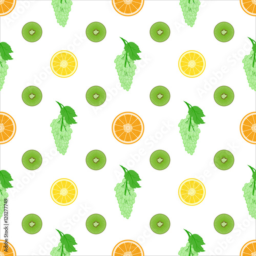 Fruits flat vector seamless pattern