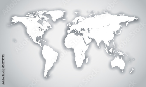 White world shape with shadow isolated on gray background.