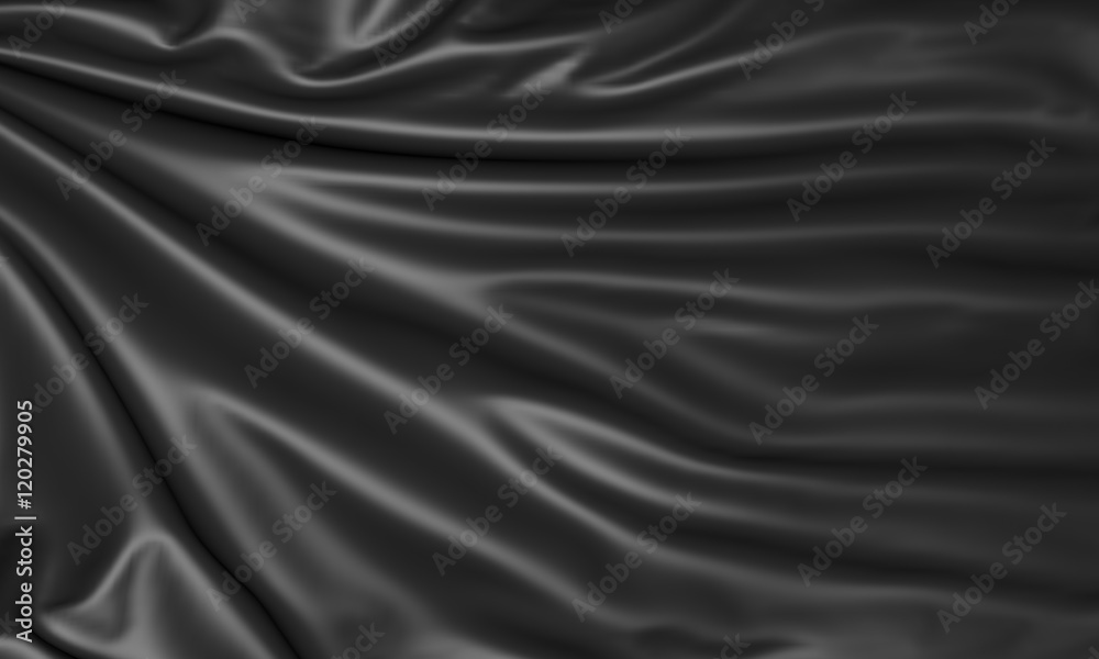 Black cloth background, 3d illustration with fabric texture