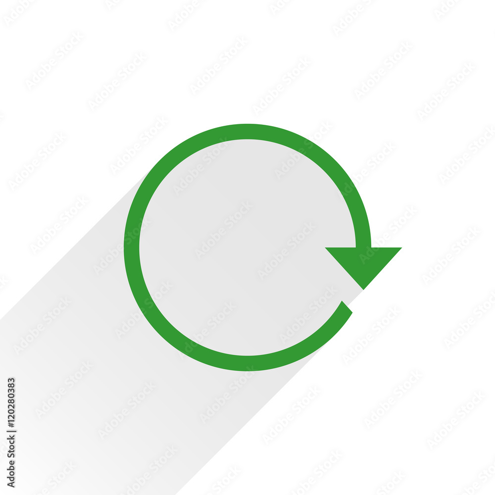 Flat green arrow icon refresh sign on white Flat green arrow icon refresh sign on white