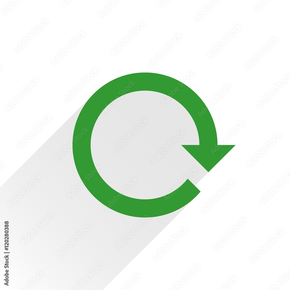 Flat green arrow icon reset sign on white Flat green arrow icon reset sign on white