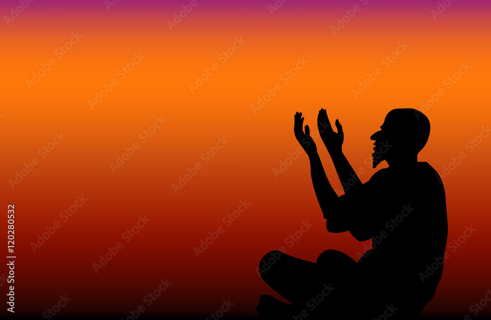  background for the Muslim holiday of Ramadan with pray man on g
