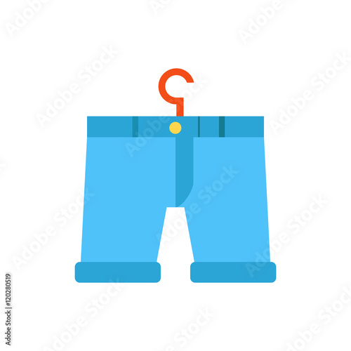 Vector cartoon flat pants on hanger