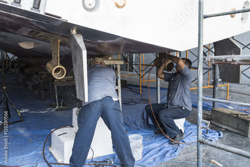 workers in the boat workshop