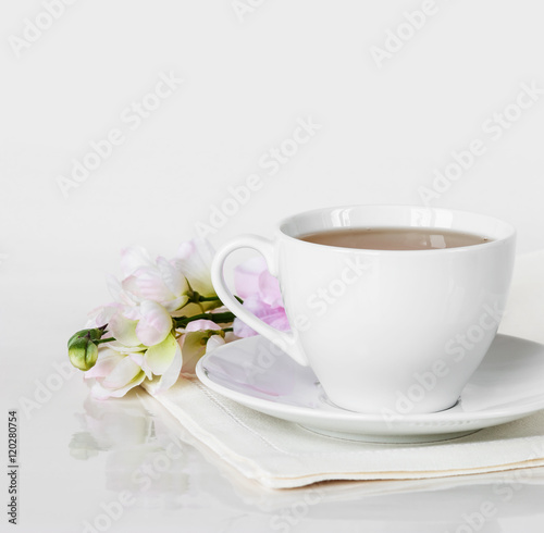 Cup of tea and flower