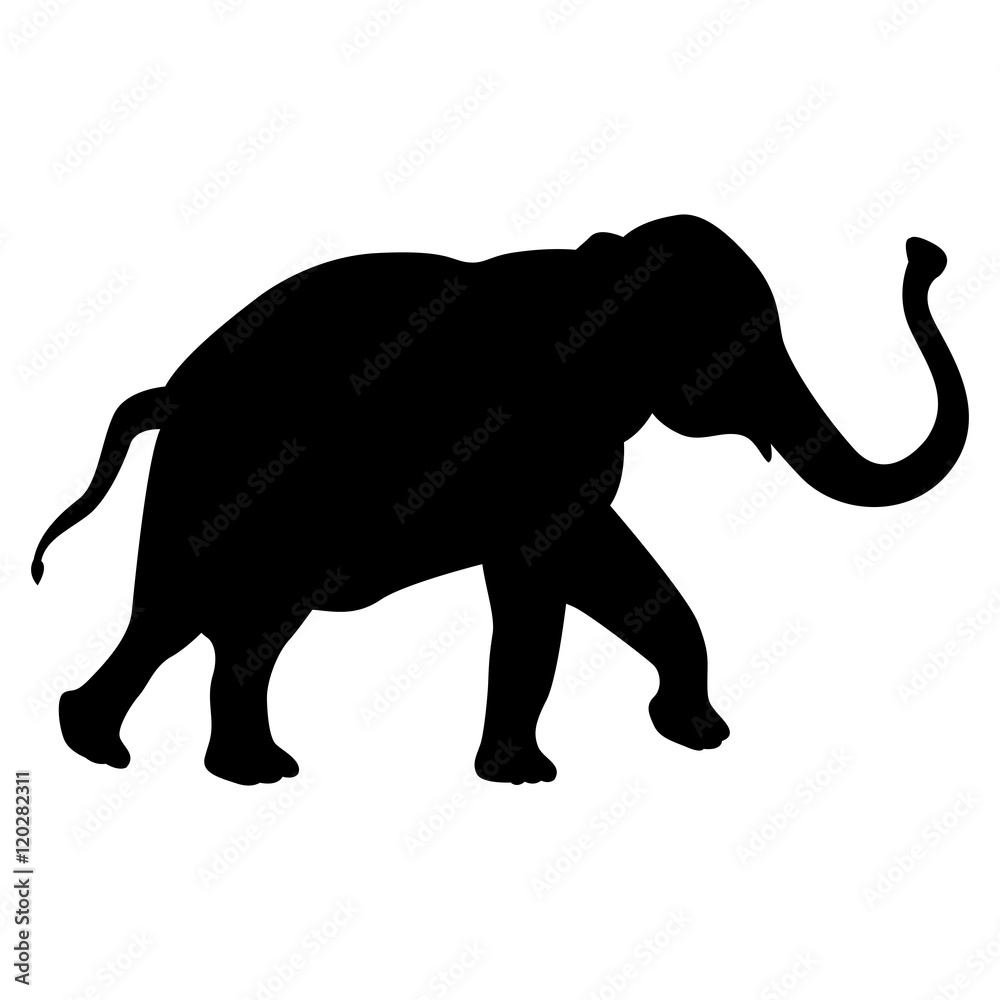 Fototapeta premium elephant black silhouette vector illustration side view