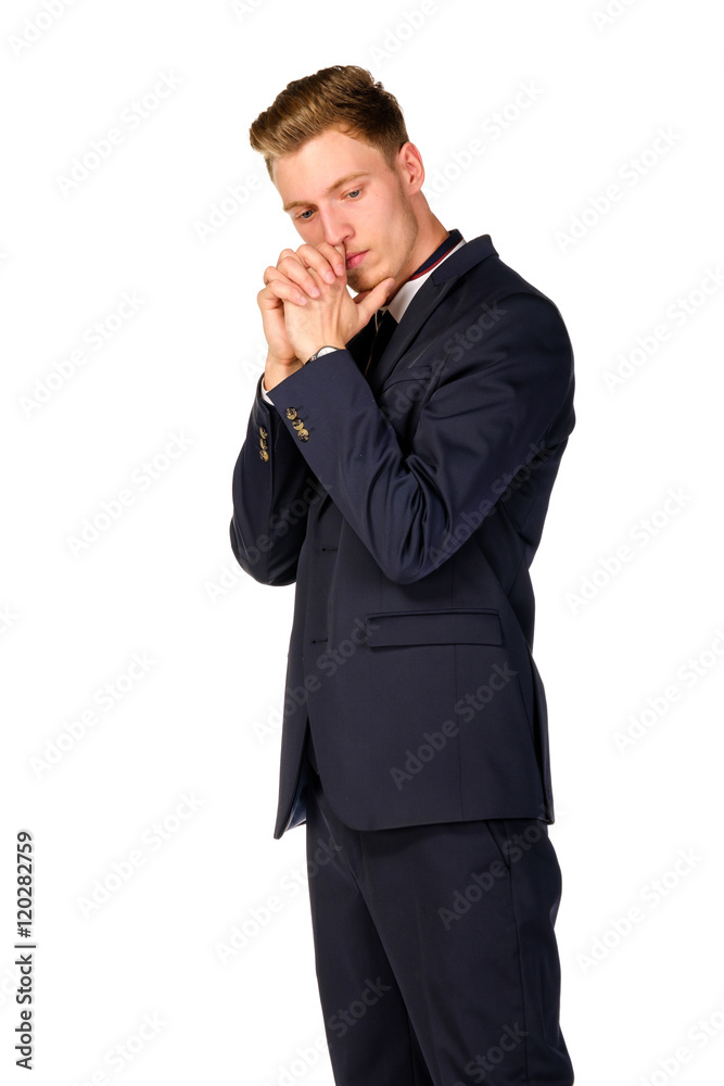 Young business man thinking portrait isolated Young business man thinking portrait isolated
