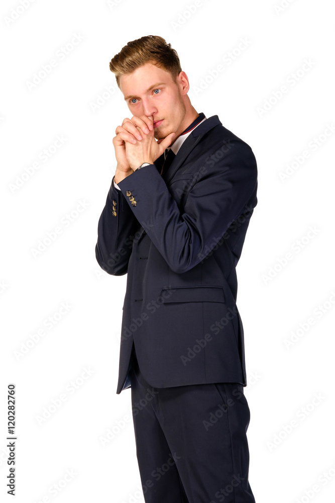 Young business man thinking portrait isolated Young business man thinking portrait isolated