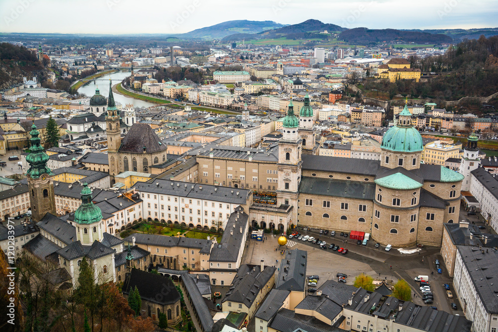 Panorama from Hohensalzburg Fortress in Salzburg, Austria