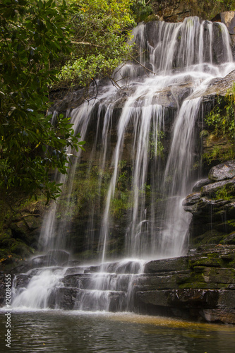 Beautiful waterfall in sunny day - Serra da Canastra National Park - Minas Gerais, Brazil