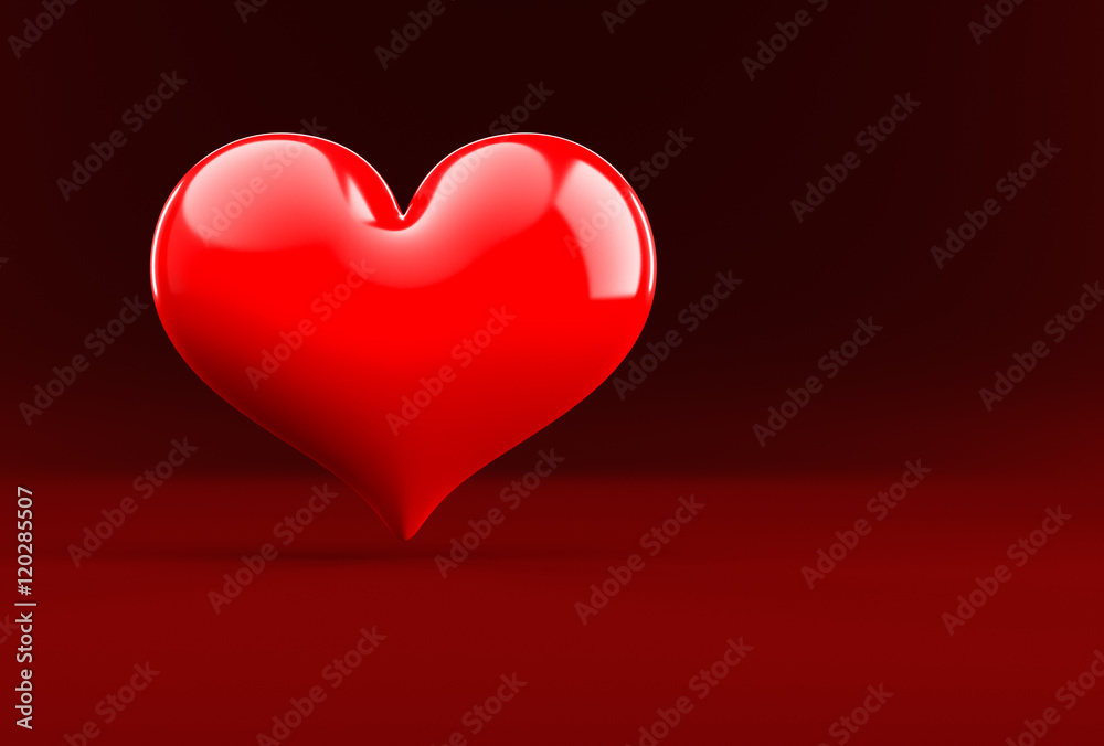 3d red glossy heart.