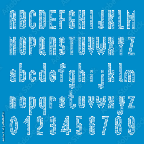 Create Alphabet Vector Font Design White font on a blue background