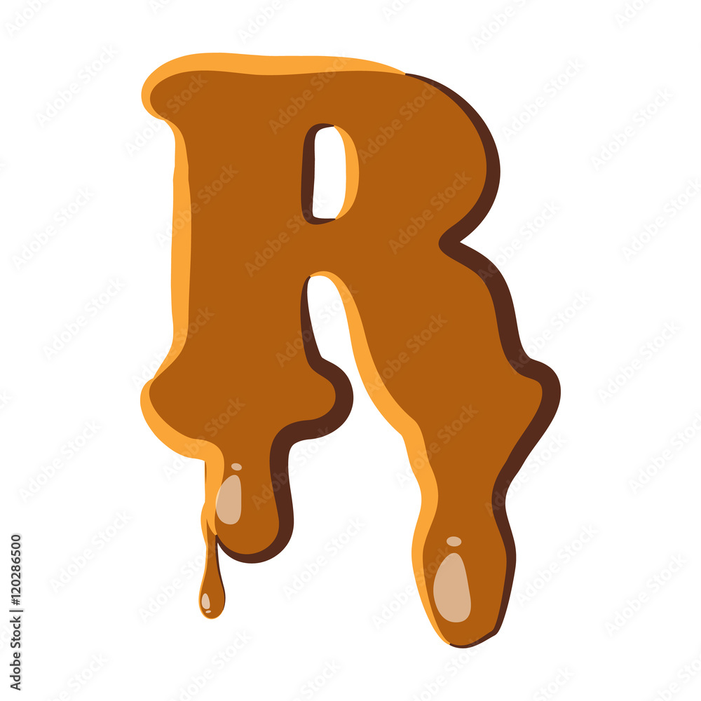 Letter R from caramel icon isolated on white background. Alphabet symbol Letter R from caramel icon isolated on white background. Alphabet symbol