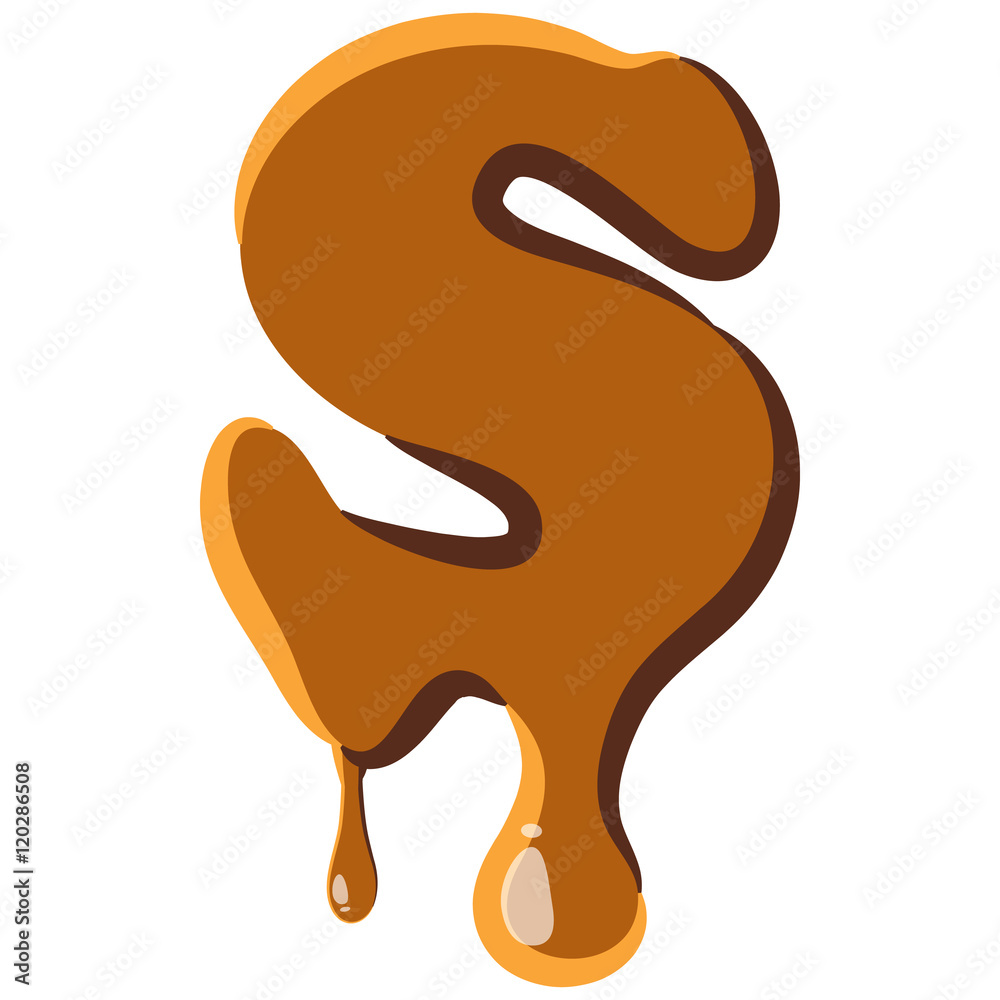 Letter S from caramel icon isolated on white background. Alphabet symbol Letter S from caramel icon isolated on white background. Alphabet symbol