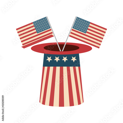 top hat with usa flag design. patriotic american symbol.vector illustration