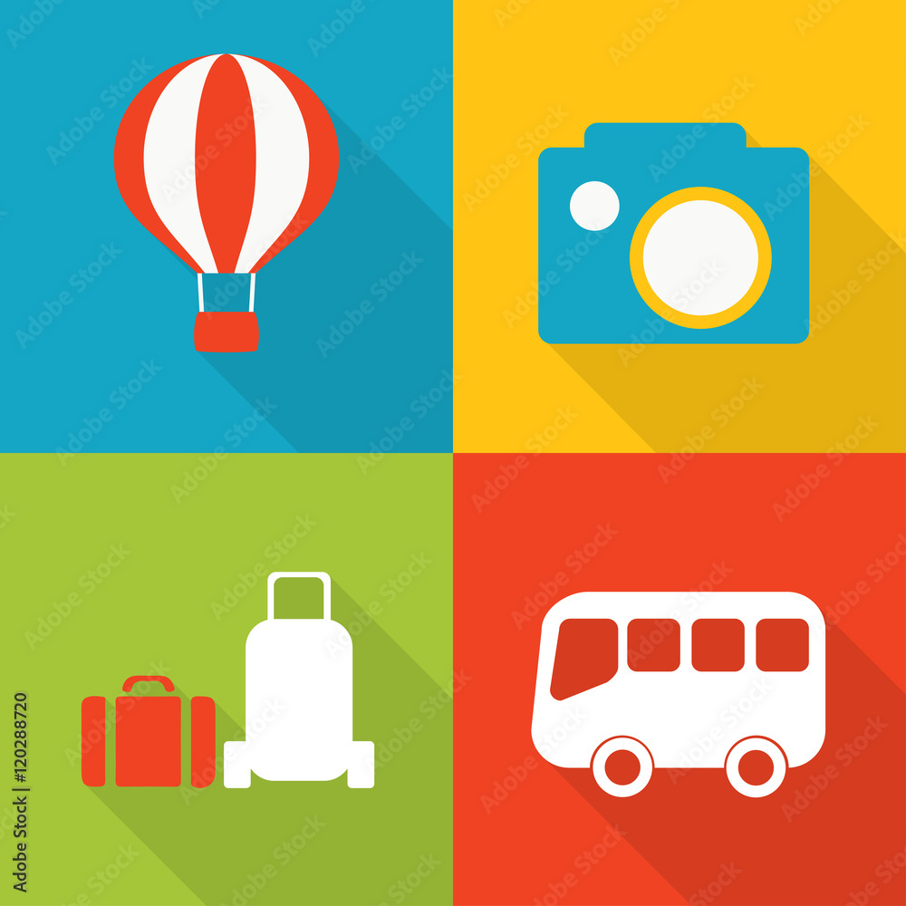Travel flat icons set