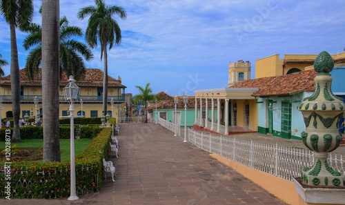 View of part of Mayor square in Trinidad, Cuba. Trinidad is a town in the central part of Cuba. UNESCO World Heritage Site in 1988, the city was written for its colonial architecture.
