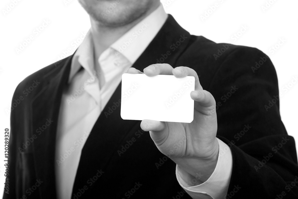 Blank business card in a hand Blank business card in a hand