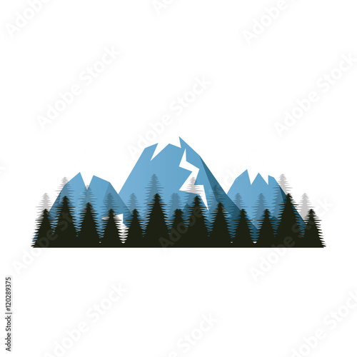 blue snow alps mountains and hills. winter forest landscape. vector illustration 