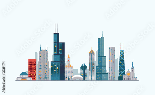 Chicago colorful skyline photo