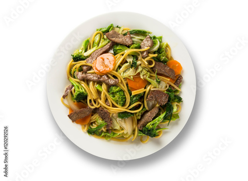Thai food Pad thai , Stir fry noodles with shrimp, meat and vegetables