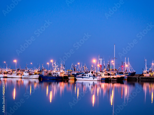 Fishing port at dusk