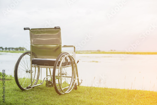a wheelchair 0n nature