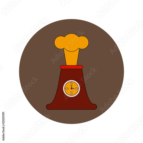 Vector illustration in flat design of volcano explosion and clock