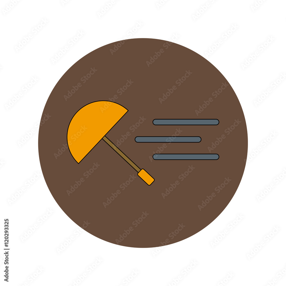 Vector illustration in flat design of flying umbrella in storm Vector illustration in flat design of flying umbrella in storm