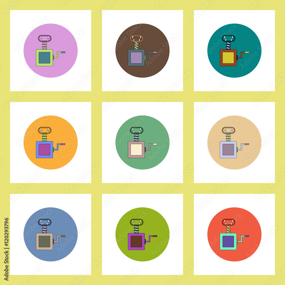 flat icons Halloween set of Vampire Fangs toy concept on colorful circles