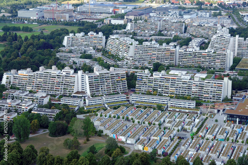 The Olympic Village. It was constructed for the 1972 Summer Olympics and used to house the athletes during the games. Now it is a student and residential area.