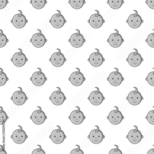 Babys face seamless pattern on white background. Children design vector illustration