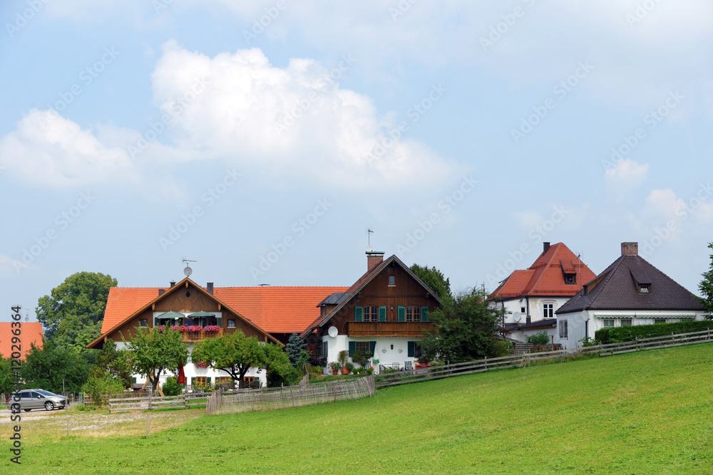 Houses in the Bavarian Alps, Germany.