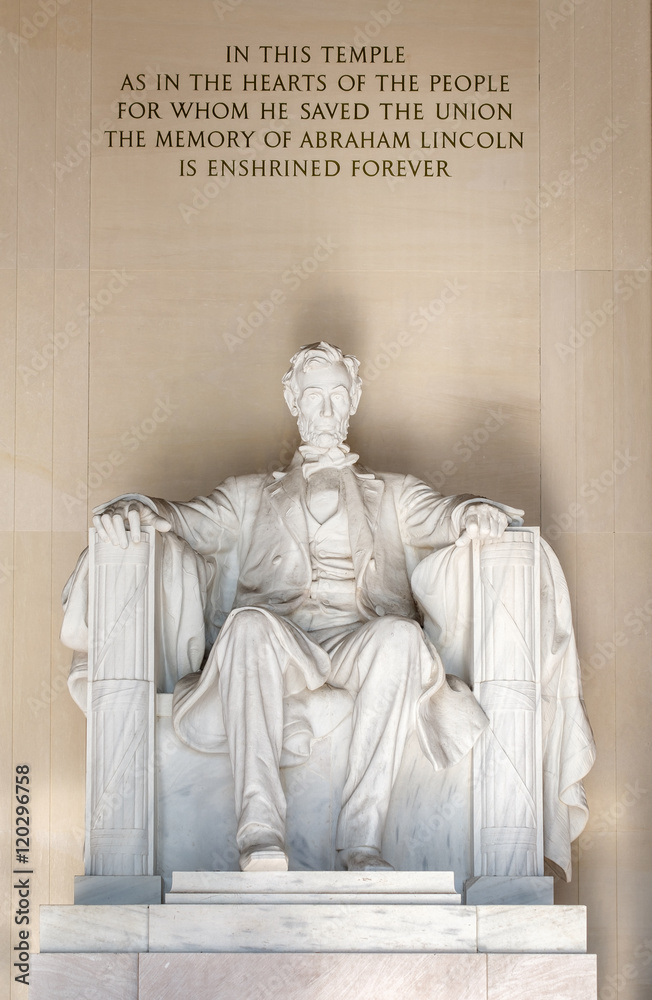 The Abraham Lincoln Statue at the Lincoln Memorial in Washington