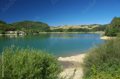 View of Brasimone Lake and its dam.