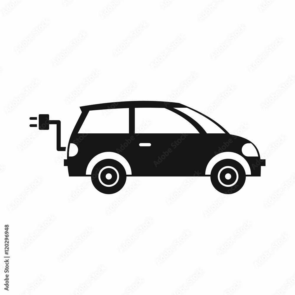 Electric car in simple style isolated on white background vector illustration