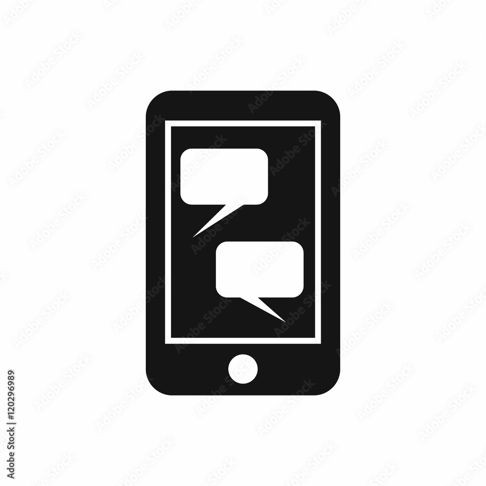 Smartphone and speech bubbles on the screen in simple style isolated on white background vector illustration Smartphone and speech bubbles on the screen in simple style isolated on white background vector illustration