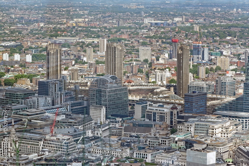 London rooftop view panorama with urban architectures.