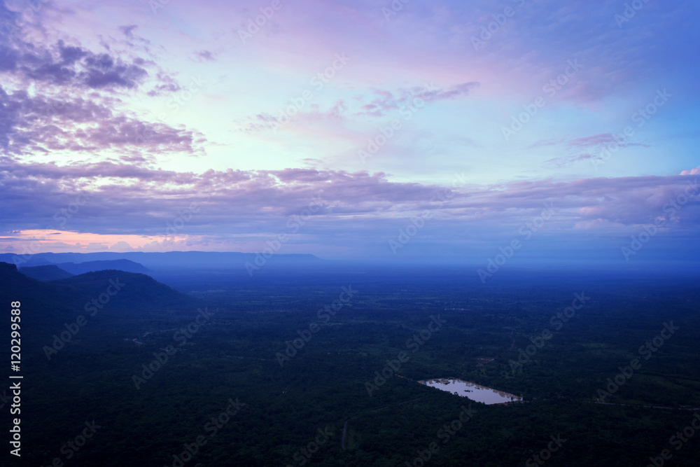 Fototapeta premium Majestic sunrise in the mountains landscape, fog and cloud mount