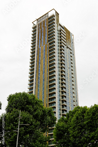 The One Elephant tower - 37 storeys residential building at Elephant and Castle in the London Borough of Southwark.