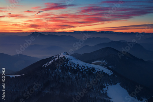Winter mountains landscape at sunrise © palino666