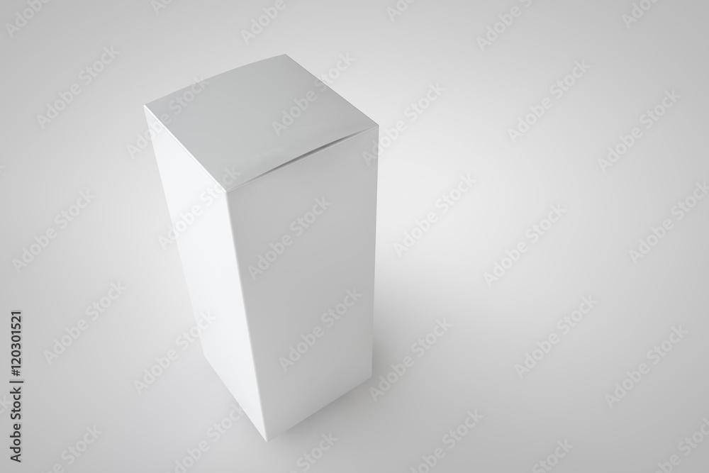 Mock up package box. White tall long product cardboard. Realistic box for your design. Three-dimensional rendering. Mock up package box. White tall long product cardboard. Realistic box for your design. Three-dimensional rendering.