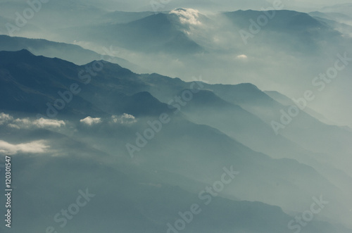 Clouds covering the Corfu mountains 