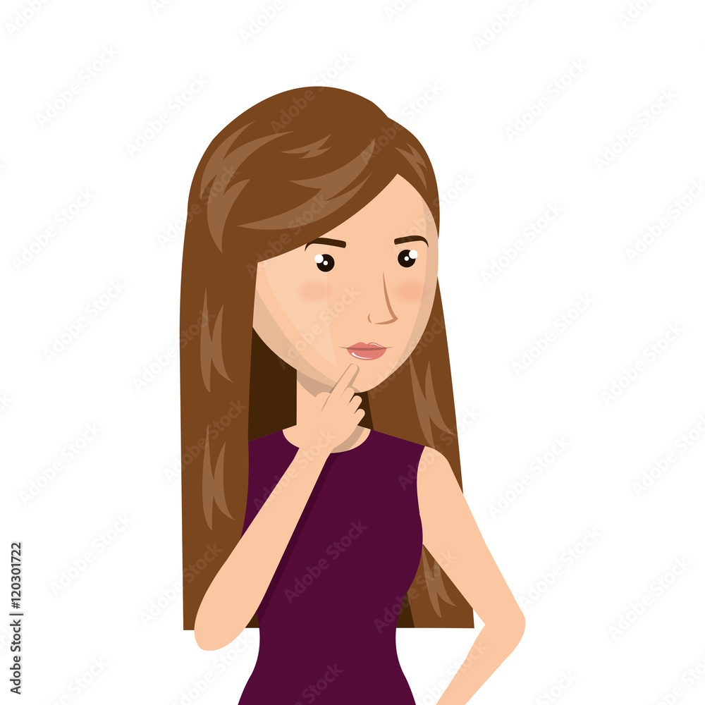 avatar woman thinking wearing casual clothes cartoon. vector illustration avatar woman thinking wearing casual clothes cartoon. vector illustration