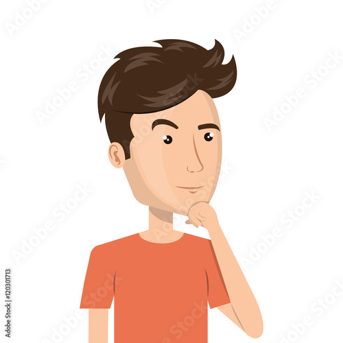 avatar man thinking and wearing casual clothes cartoon. vector illustration