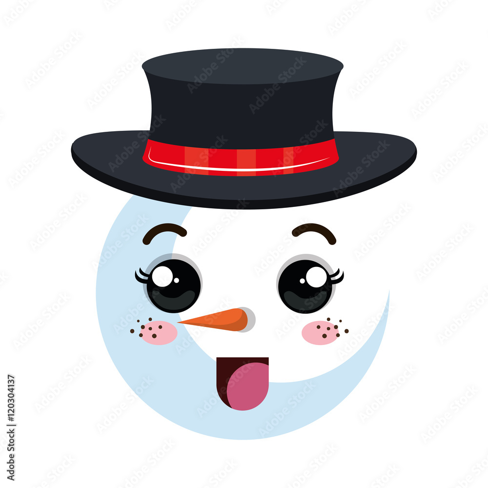 snowman cartoon with happy face and black hat. vector illustration snowman cartoon with happy face and black hat. vector illustration