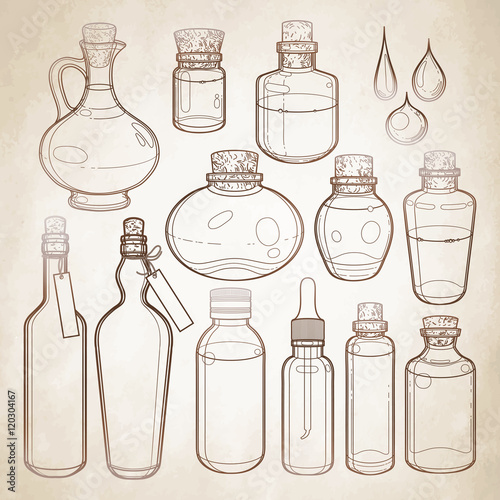Graphic collection of glass bottles