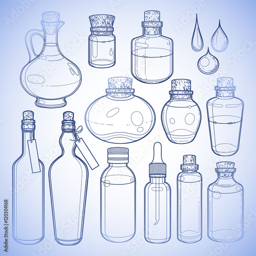 Graphic collection of glass bottles