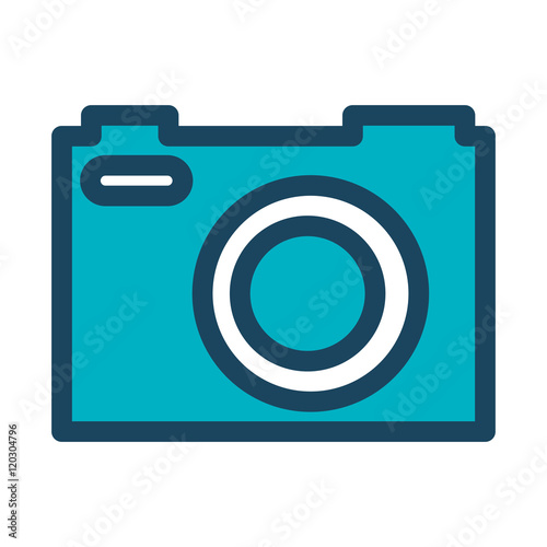 blue photographic camera. technology photography device. vector illustration